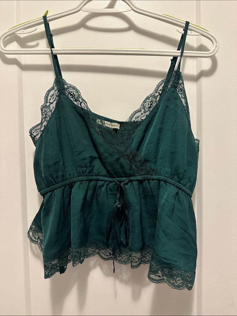 American Eagle Outfitters Emerald Green Lace-Trim Camisole